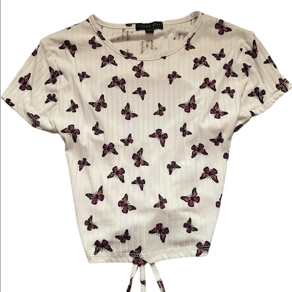 Butterfly crop top with tie string on the back